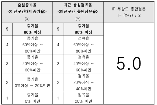 IP 부상도 항목별 판단 기준표