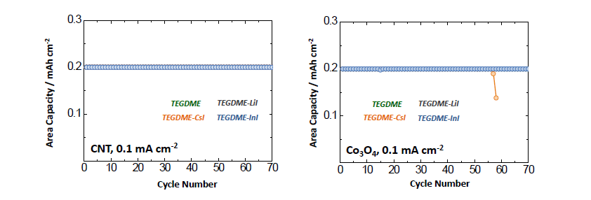 RM 적용 탄소 및 비탄소계 공기극 충방전 수명 특성 비교