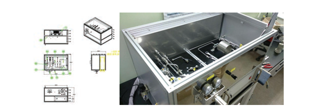 평가장치의 설계 도면 및 조립 사진