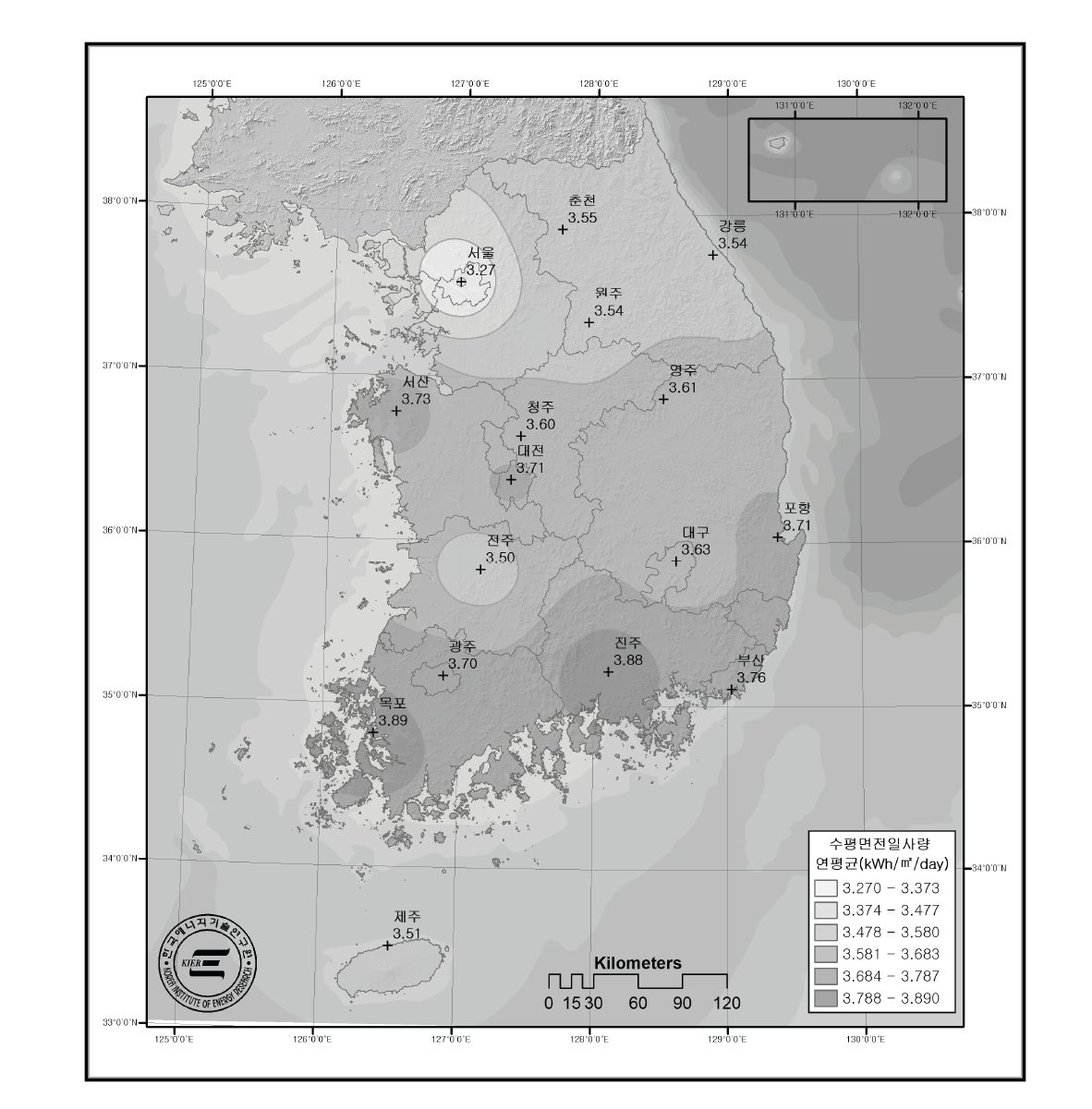 연평균 수평면 전일사량