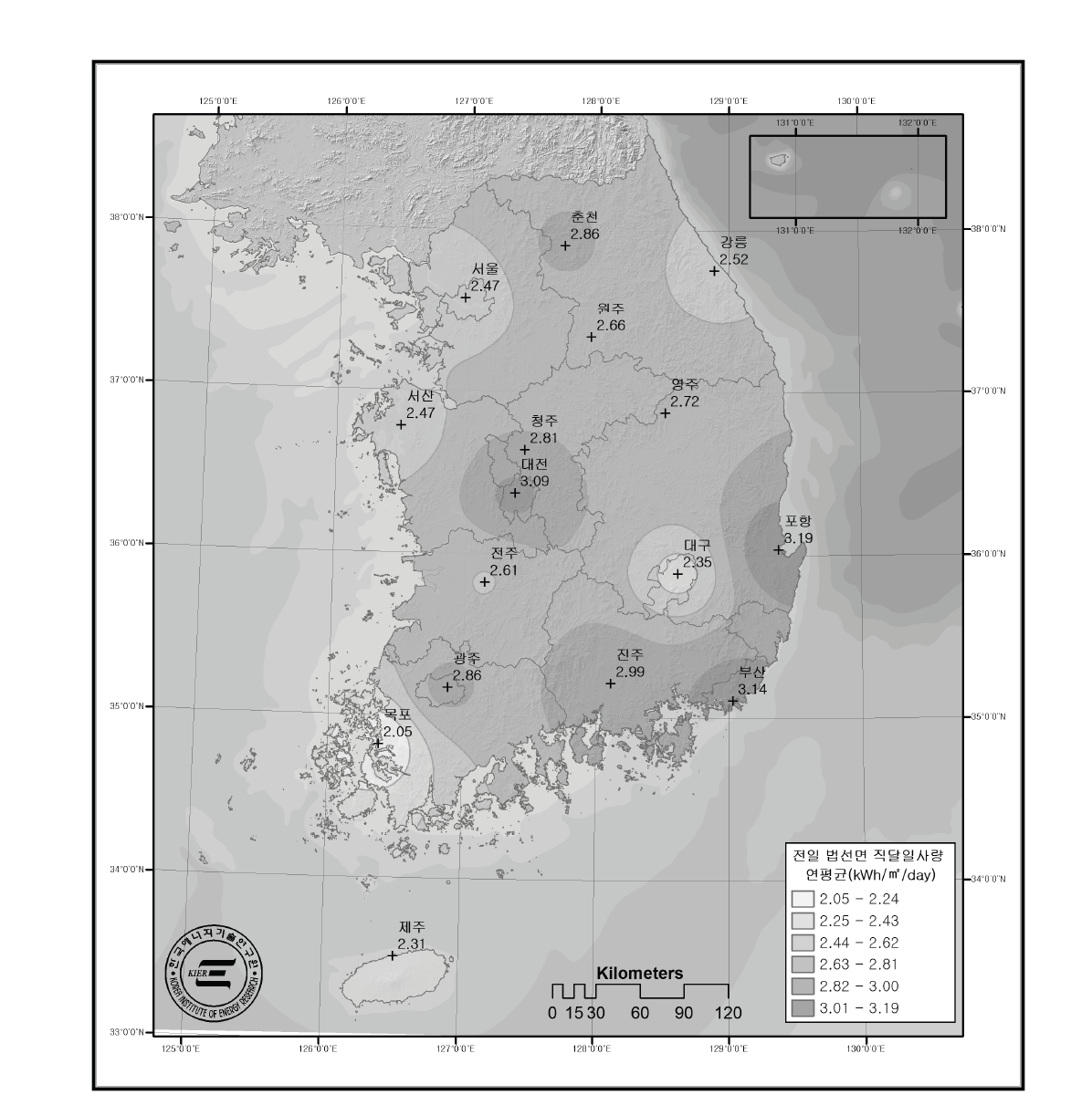 연평균 법선면 직달일사량