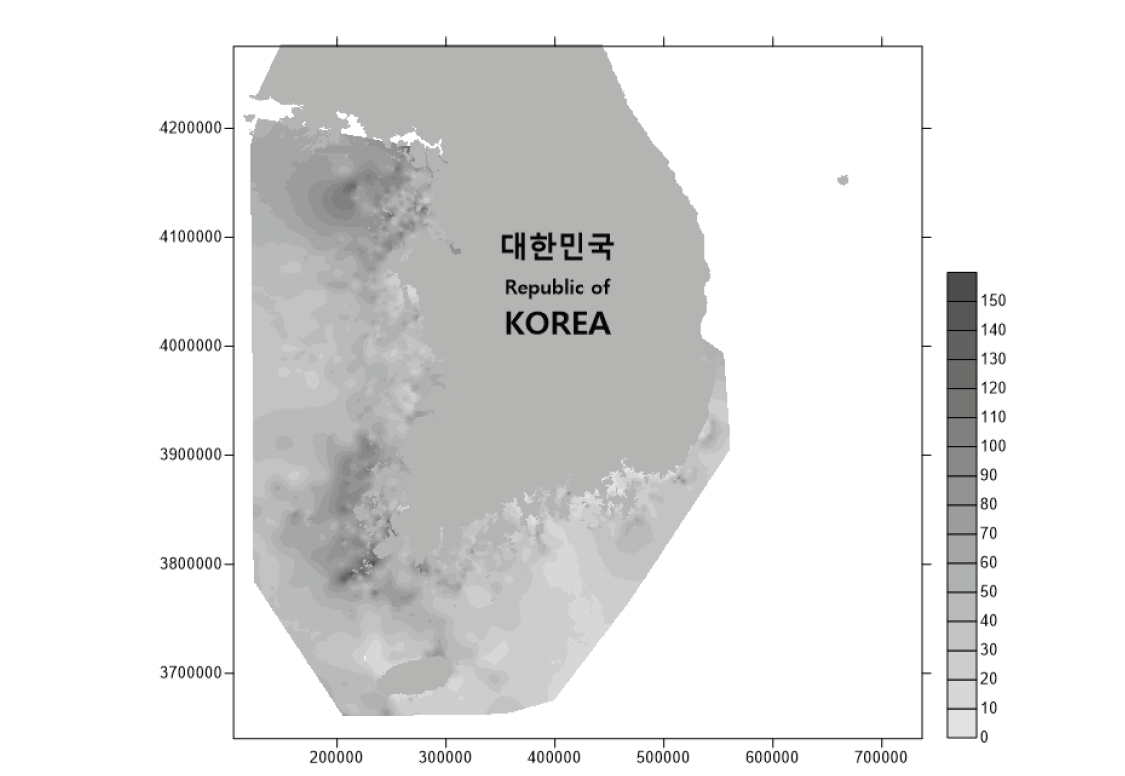 조류 주제도-표층평균유속(관측, [cm/s])