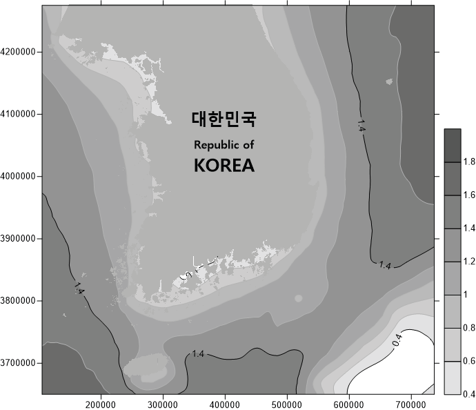 파력 주제도-유의파고(선박해양플랜트연구소, [cm])