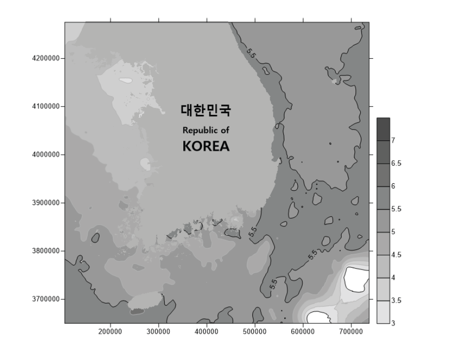 파력 주제도-에너지주기(한국기상청, [초])