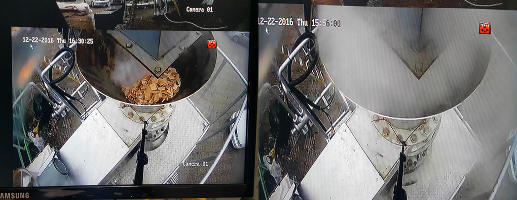 Updraft 고정층 가스화기 슬라이드 게이트 상부 CCTV 사진