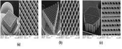 사선 형태의 3D 미세 구조물의 SEM 이미지