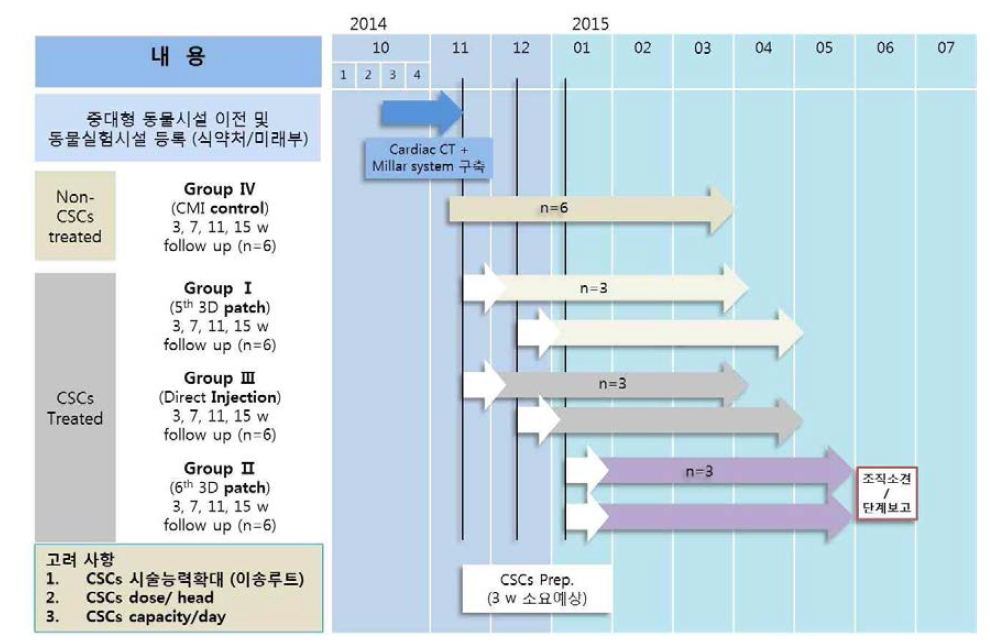 기간별 심장기능의 변화에 따른 재생 치료제의 유효성 평가 실시