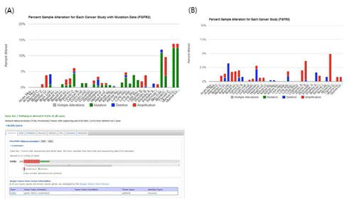 TCGA 데이터로부터 FGFR2 유전자의 변이 분석