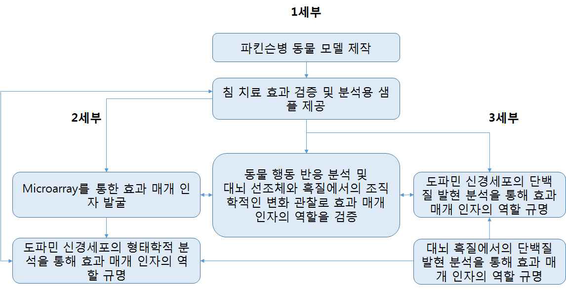 연구 수행을 위한 세부과제간의 유기적 연계성