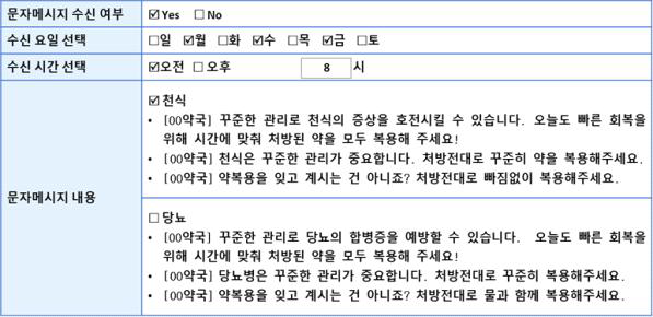 약 복용 독려 문자메시지 발송 시스템 예시