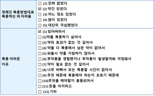 복약순응 문제 확인 시스템 전산화 예시