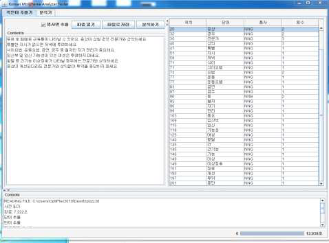 한글 형태소 분석기를 이용한 단어빈도 추출의 예