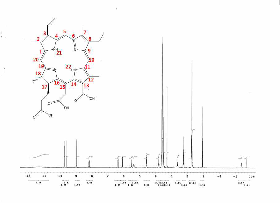 chlorin e6의 1H NMR 데이터