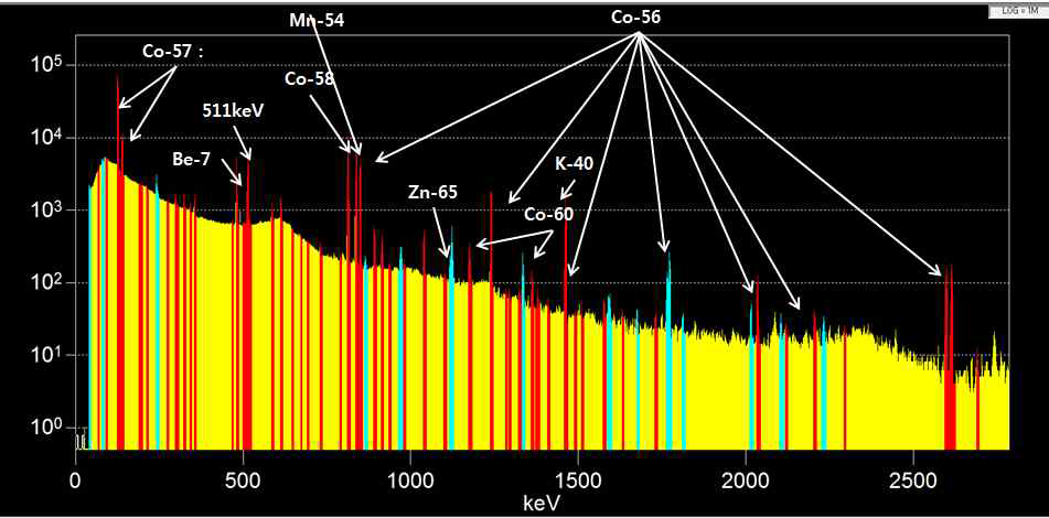 측정된 감마선 스펙트럼