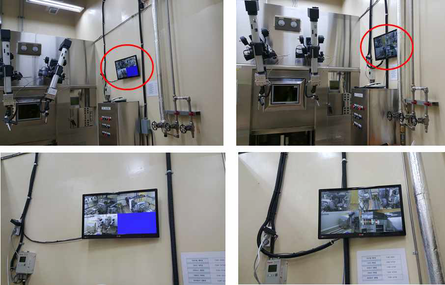 표적처리실에 설치한 CCTV 감시용 모니터
