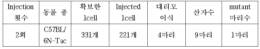 C57BL/6N-Tac mouse를 이용한 Klf4 RGENs Injection