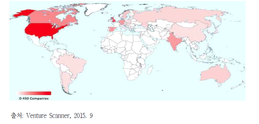 인공지능 벤처기업 국가별 분포 현황
