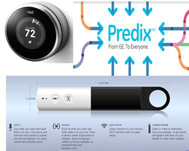 네스트랩스 ‘Thermostat’, GE ‘Predix’, 아마존 ‘Dash’(시계방향)