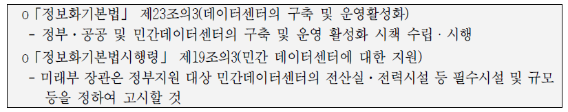 정보화 기번법령 데이터센터 관련 규정