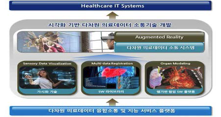 입체 시각화기반 다차원 의료데이터 소통 기술 개념도