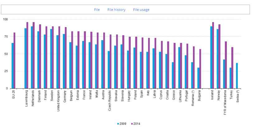 EU 나라별 인터넷 접속률