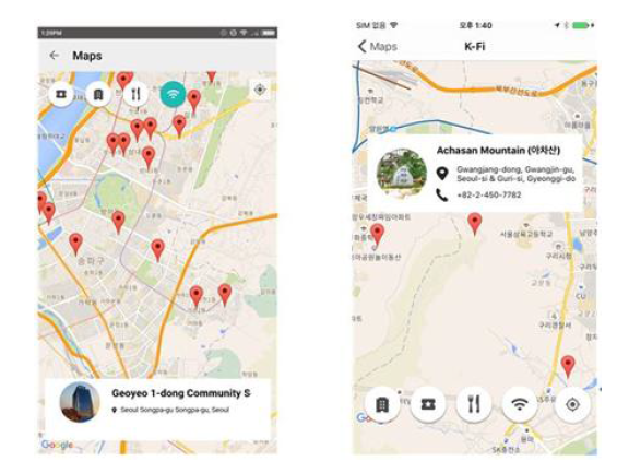 K-Fi 지도 및 주변 관광/공공와이파이 정보