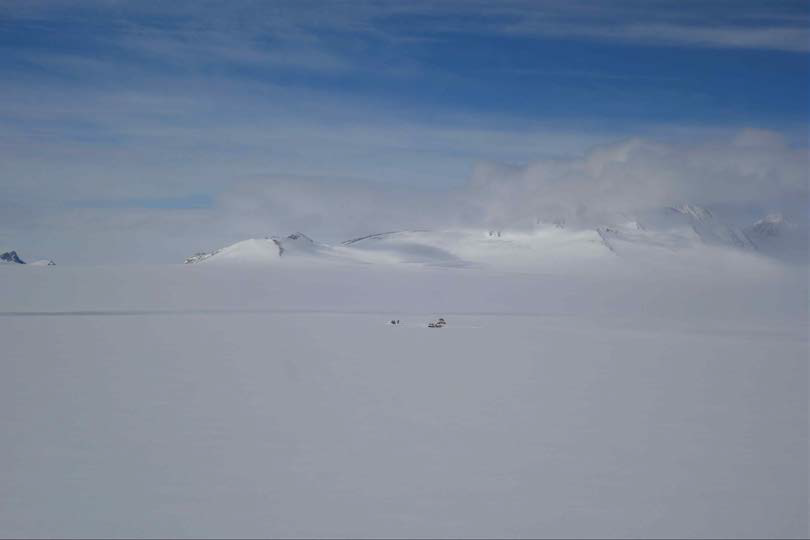 A panorama photo of Hercules Neve and camping site.