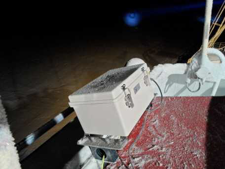 Infra-red camera in an enclosure at the portside of Lance during leg-1