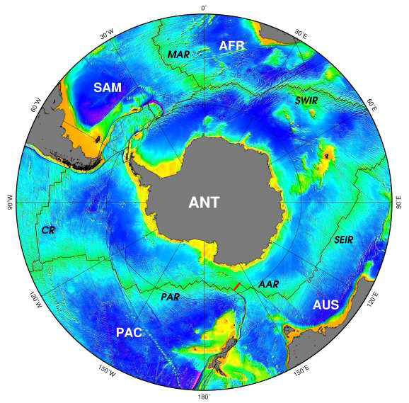 남극은 지각판들 간의 상대적인 운동을 알아내는 데에 결정적인 역할을 하는 중앙해령으로 둘러싸여 있기 때문에 판구조 이론(plate tectonics)에서 중요한 지역이 다.