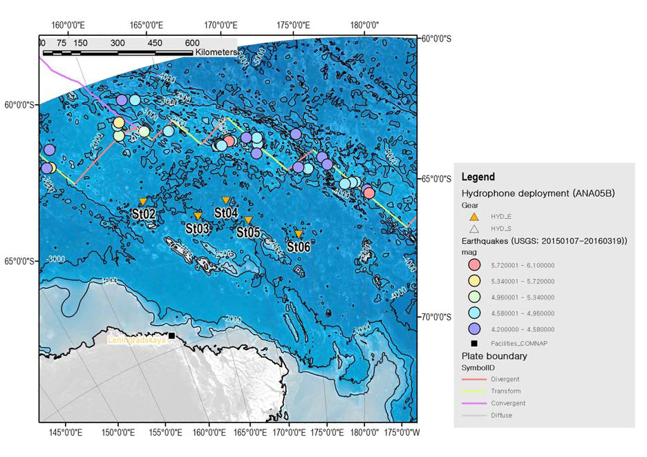 계류 기간 중 발생한 지진의 지진활동성 분포도