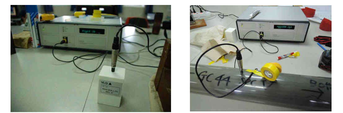 퇴적물내 열전도도관측 시스템(왼쪽) 캘리브레이션 모습(오른쪽) 관측 모습