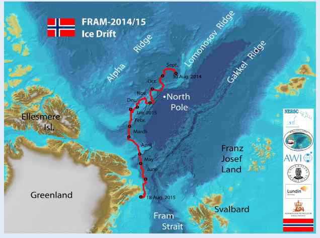 2014년 8월 30일 AWI ‘폴라스턴’에서 하선하여 약 12개월 동안 총 1,900 km를 해빙과 해류에 의해 표류되어 떠내려 나온 온 후 2015년 8월 18일 북위 81도에서 ‘Havsel’ 선박에 의해 구 조되어 “FRAM-2014/2015 Ice Drift” 프로그램을 성공적으로 마쳤다.