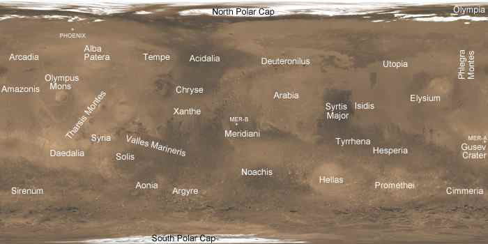 화성의 지형 사진