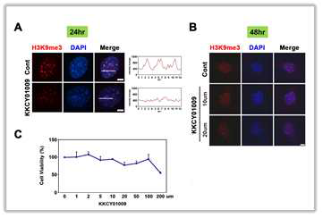 inhibits SETDB1/ESET activity and reduces H3K9me3