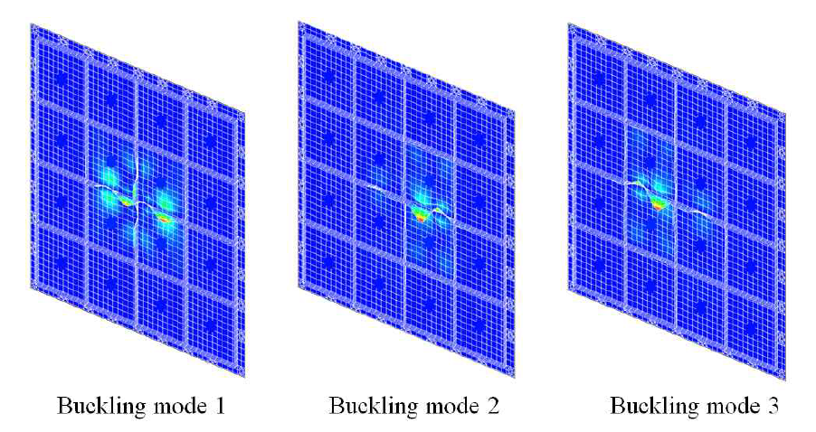 격자강화패널에 대한 좌굴모드 해석 결과