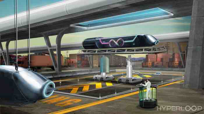 Hyperloop 화물수송 및 화물스테이션 조감도