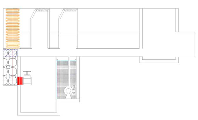 간선용 일시 저류·배수시스템 유지관리실 정면 상세도