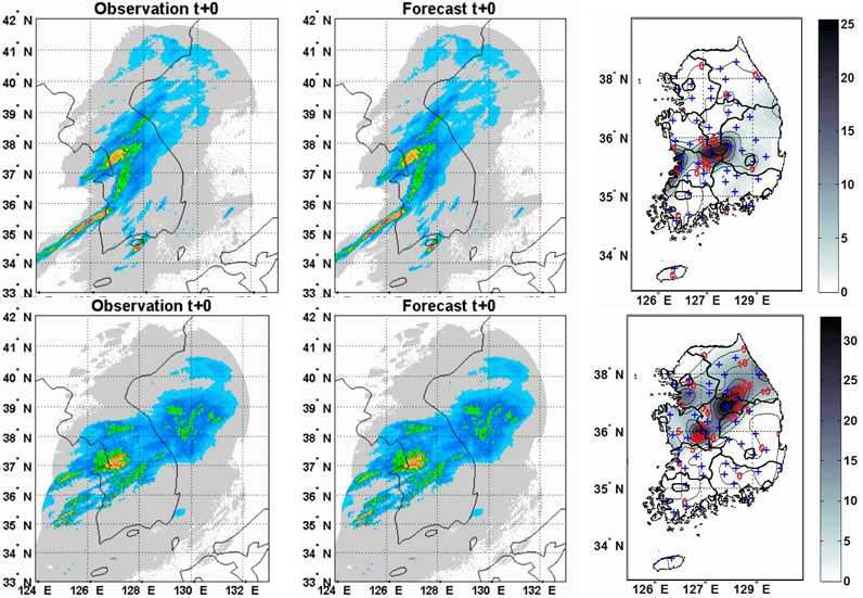 KICT QPF 모델 중 상관관계 기반 QPF 기법의 1시간 예측 결과