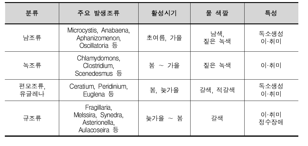 국내 녹조 발생 조류