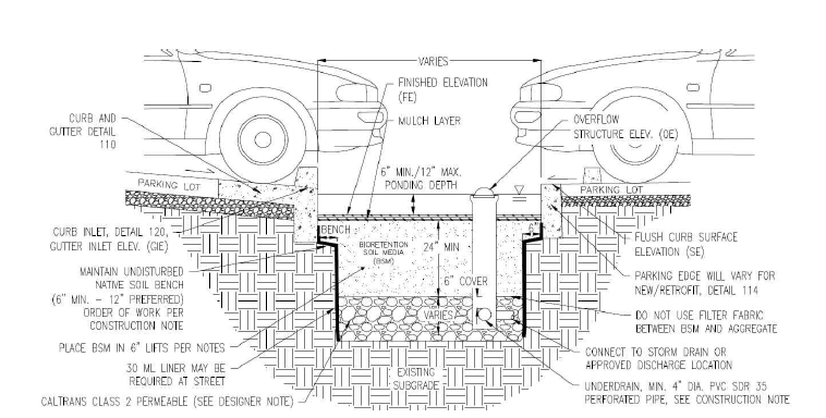 주차장 내 자연형 비점오염시설 204 (flat/planter, with underdrain)