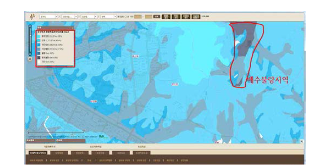 토양환경정보시스템의 배수등급도 (예시)