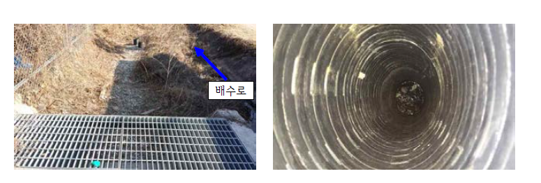 침투가 되지 않는 지반에 설치한 침투도랑 사례