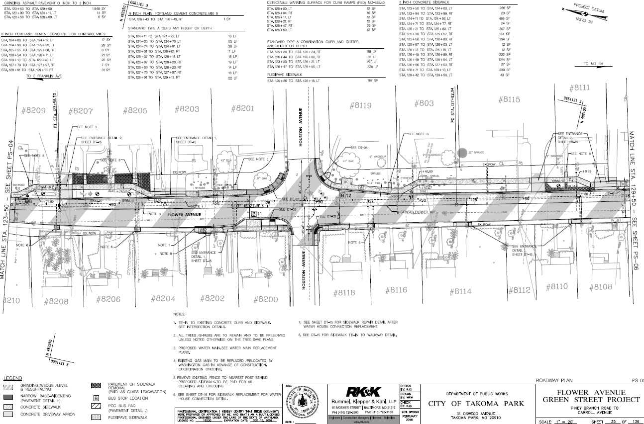 Piney Branch Road와 Carrol Avenue간 Green Street 설계도 5