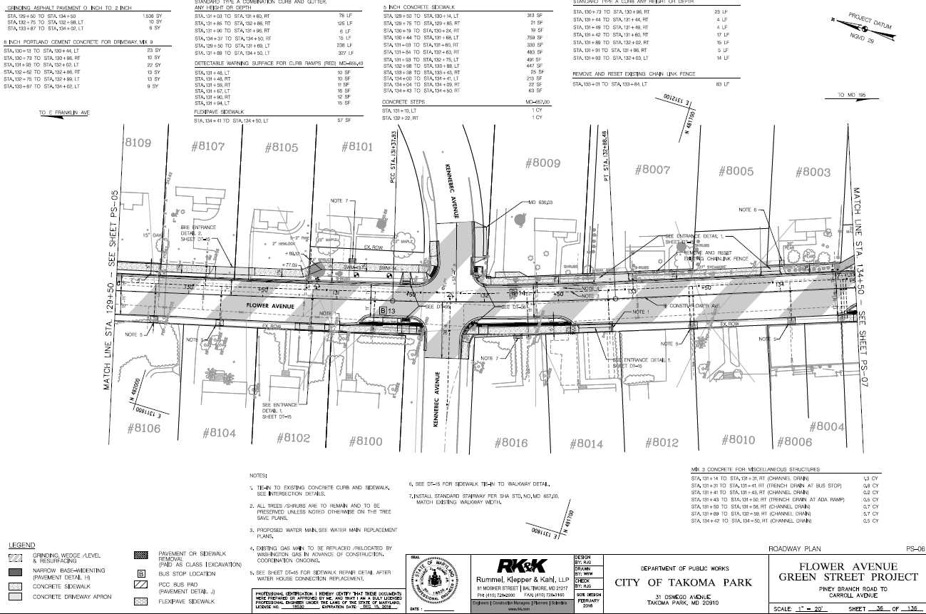 Piney Branch Road와 Carrol Avenue간 Green Street 설계도 6