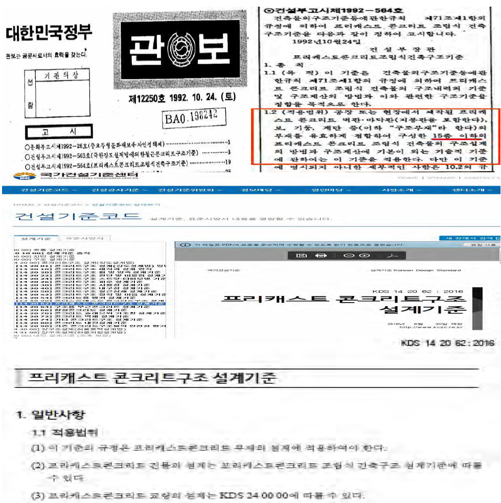 2016년 국가건설기준 전면 코드체계 개편 후 연계기준으로 1992년 규정 유효