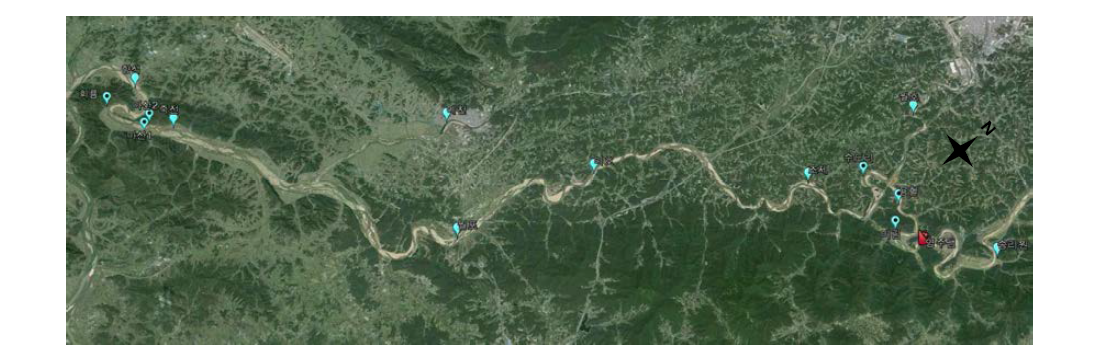 수위계 설치 지점 위치도