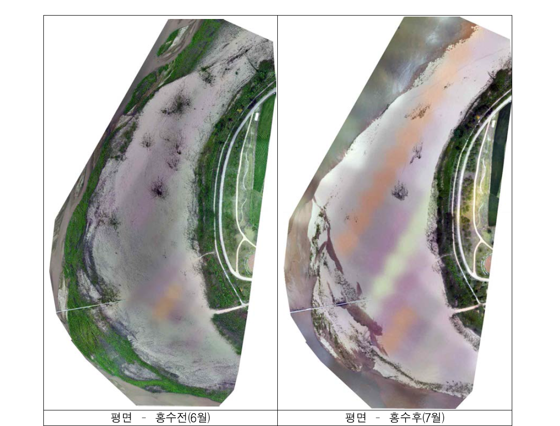 홍수 전후 항공영상(평면)