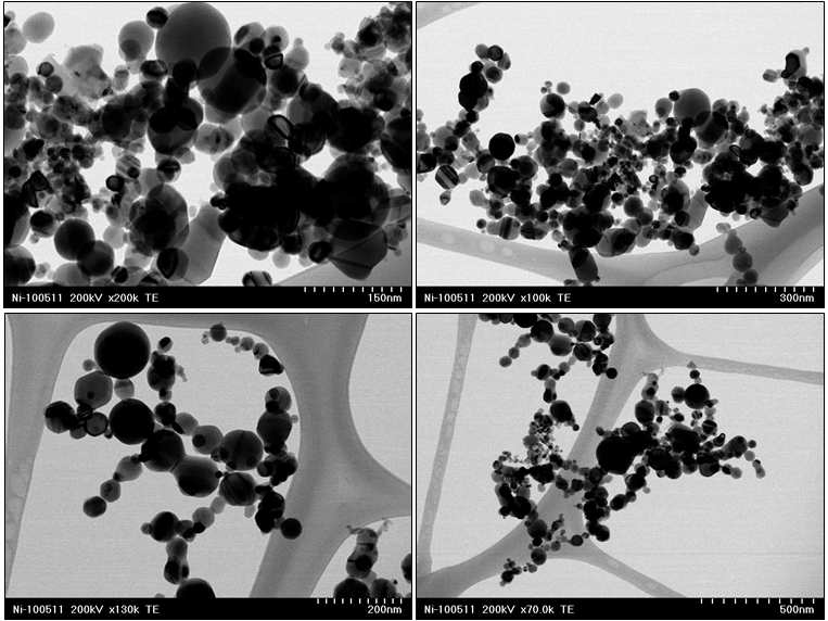 10㎛급 원재료로 합성한 Nano Ni 분말 (Power 60kw, Feeding rate 25%)