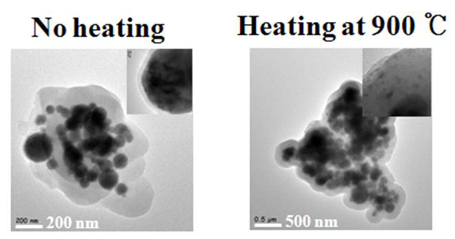 Nano size Ni powder에 Silica sol 코팅 TEM 분석