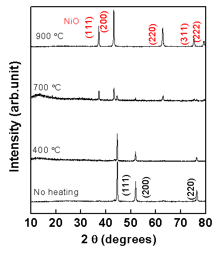 Silica sol 코팅 Ni powder 열처리에 따른 XRD 분석